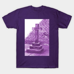 Graveyard church cross, purple monochrome photography T-Shirt